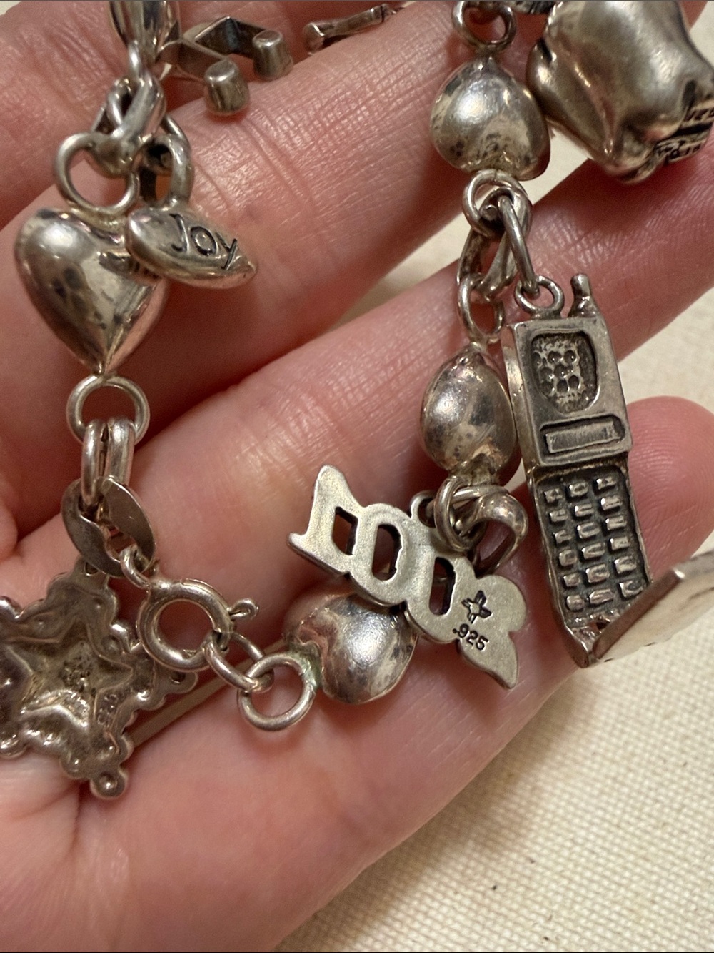 Vintage Stunning Sterling Silver 925 Heart Charm Bracelet 7’ in Retro 2000’ 925 - Picture 12 of 16